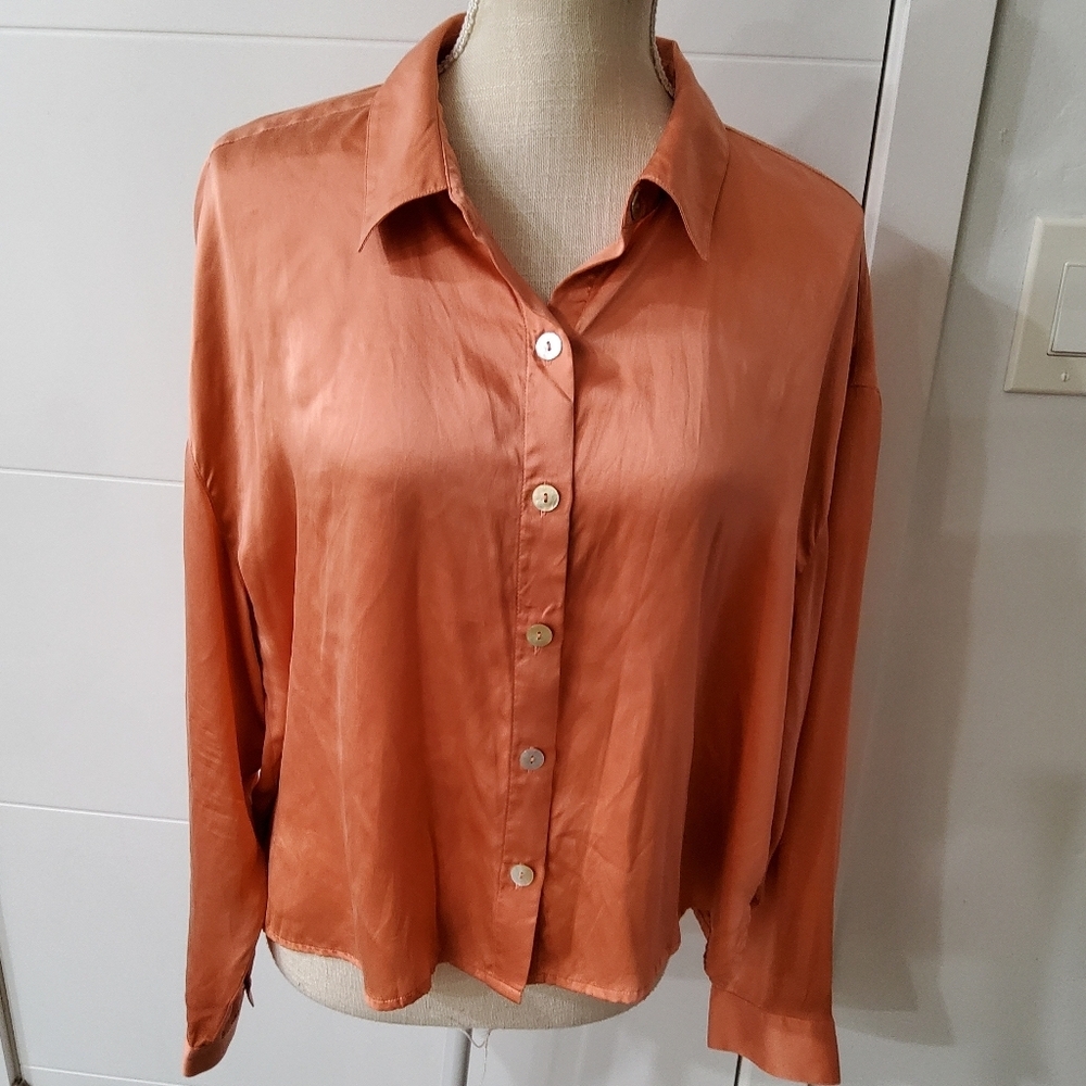 Joie Silk Cropped Blouse Size XL